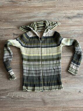 Women’s Striped Fitted Ribbed Cardigan, Size S